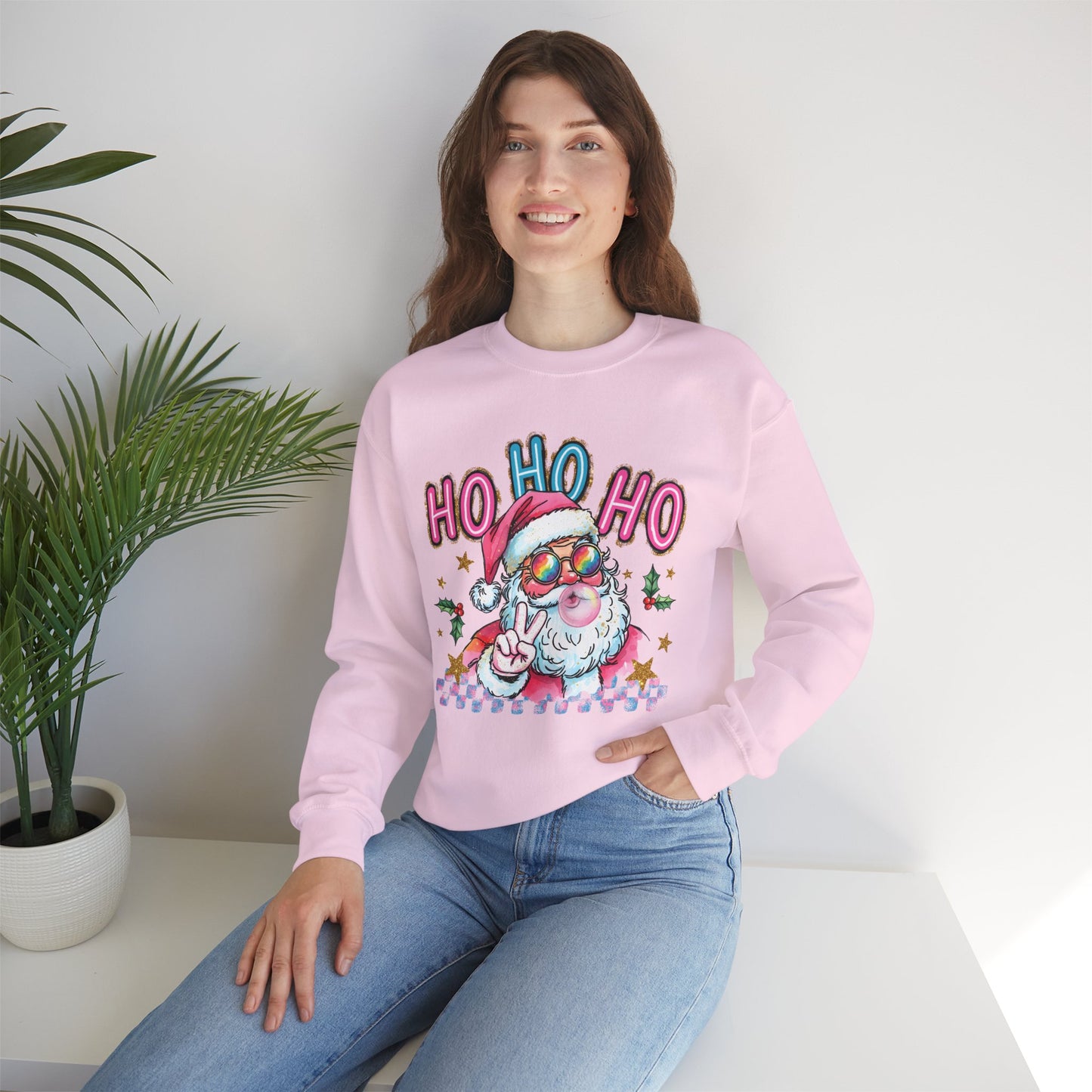 Festive Santa Sweatshirt - 'Ho Ho Ho' Design for Holiday Cheer