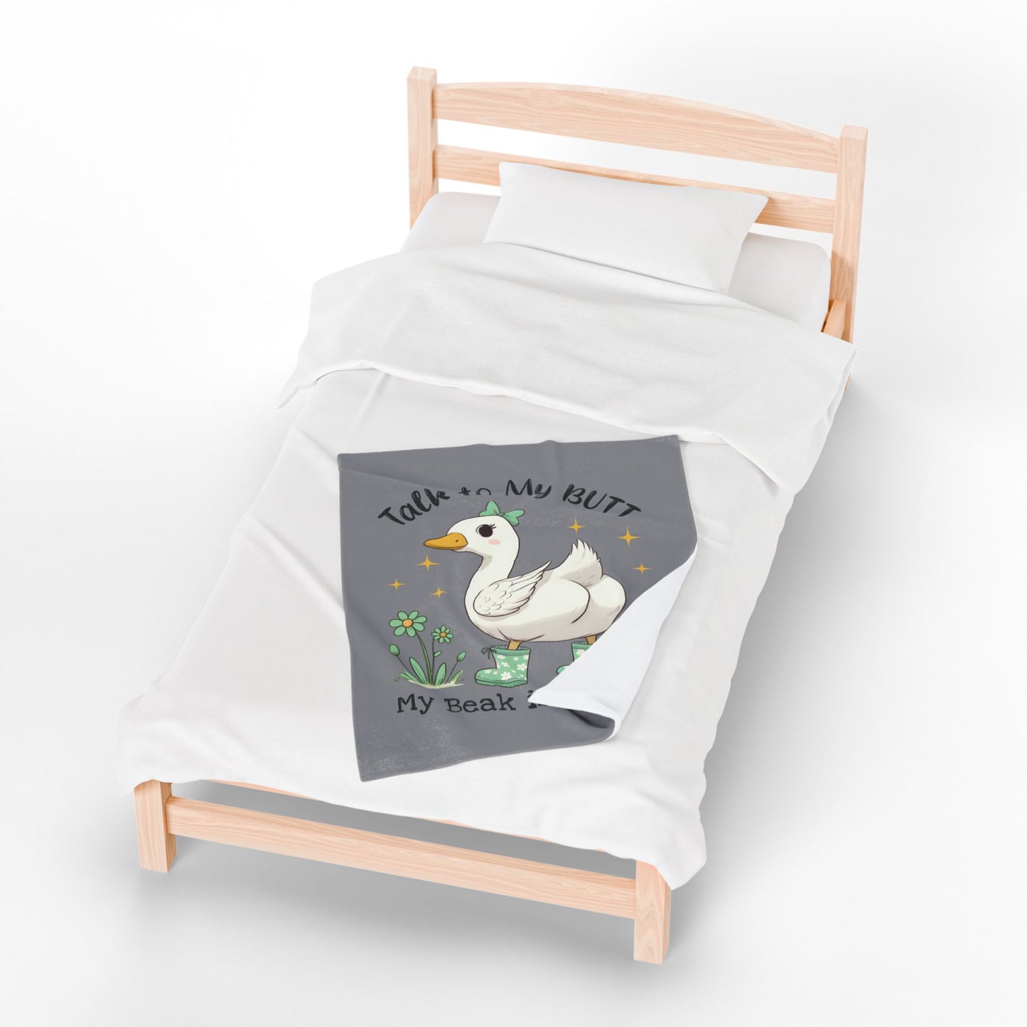 Funny Plush Blanket - Talk to My Butt, My Beak is Off-Duty, Cozy Home Decor, Gift for Duck Lovers, Indoor Use, Warm Throw