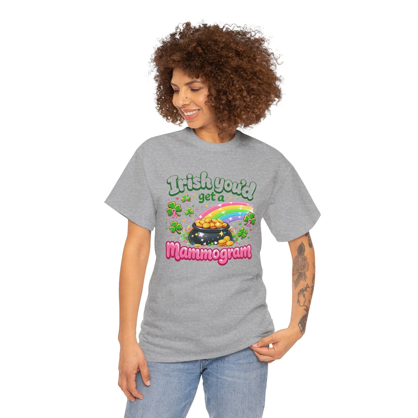 T-Shirt — "Irish You'd Get a Mammogram" St. Patrick’s Day Breast Cancer Awareness Tee
