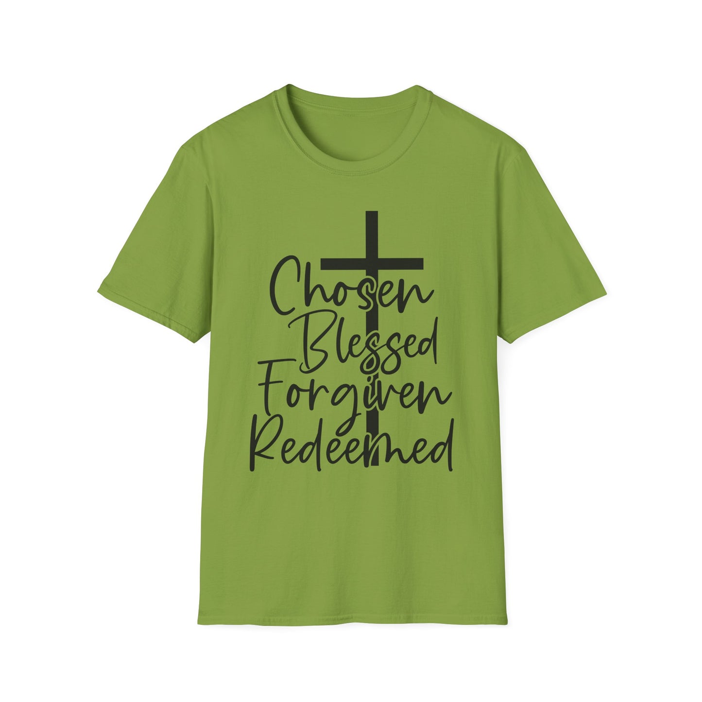 Faith-Inspired Unisex T-Shirt, Chosen Blessed Forgiven Redeemed Tee, Christian Apparel, Inspirational Gifts, Casual Wear, Spiritual Clothing