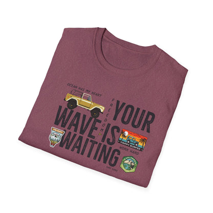 Surf-Inspired Unisex T-Shirt - Your Wave is Waiting, Beachwear, Summer Outfit, Vacation Essentials, Surfing Gift