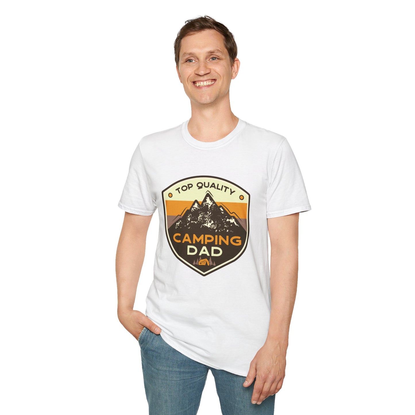 Camping Dad Unisex Softstyle T-Shirt | Perfect Gift for Dads, Outdoor Adventurers, Father's Day, Camping Trips, Family Gatherings