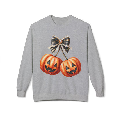 Halloween Pumpkin Graphic Crewneck Sweatshirt, Fall Sweatshirt, Unisex Fleece, Cozy Sweater, Halloween Apparel, Autumn Fashion