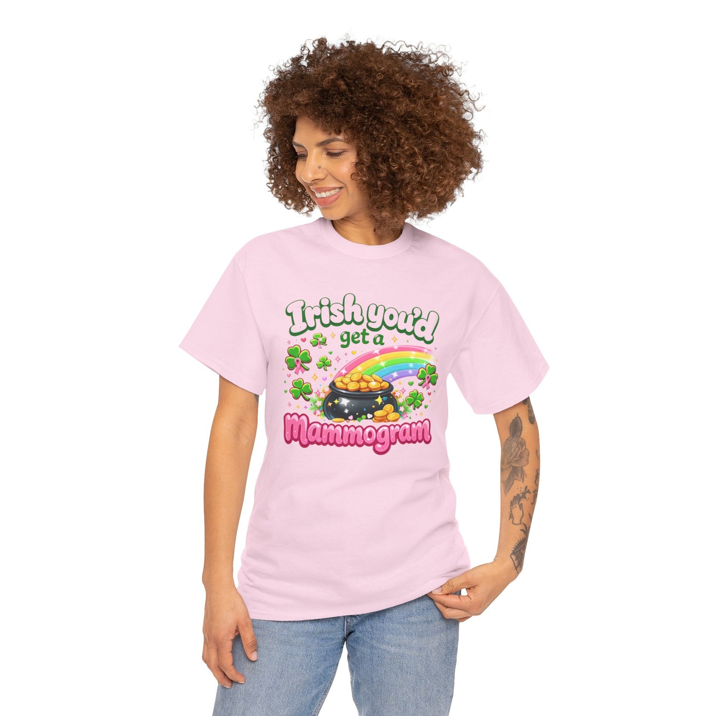 T-Shirt — "Irish You'd Get a Mammogram" St. Patrick’s Day Breast Cancer Awareness Tee