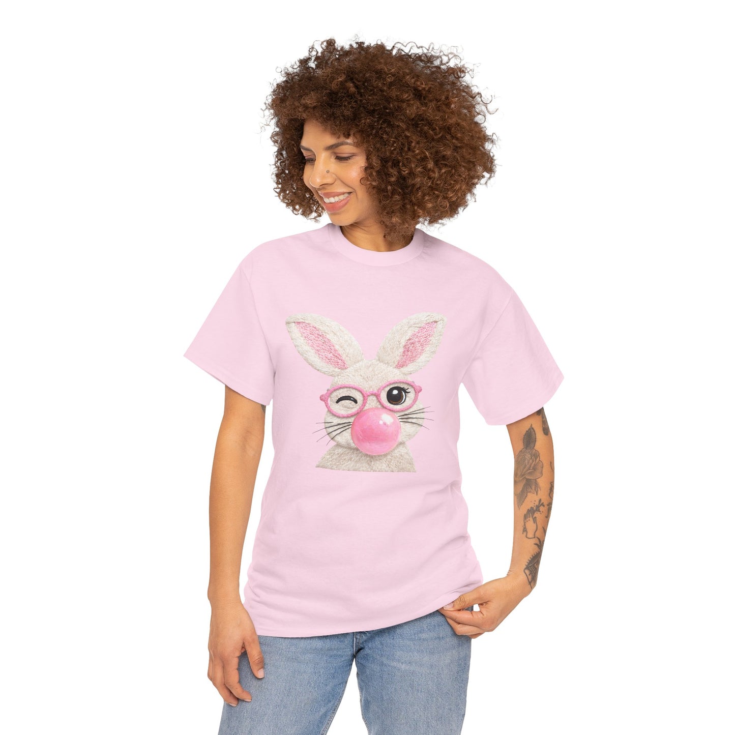 Bunny Bubblegum T-Shirt — Cute Pink Bunny with Glasses Easter Tee