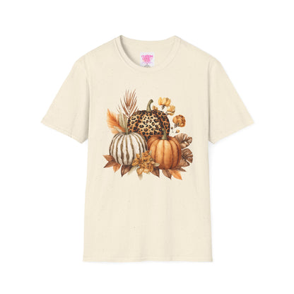Autumn Pumpkin Tee, Cozy Fall T-Shirt for Women, Unisex Softstyle Shirt, Halloween Outfit, Thanksgiving Apparel, Seasonal Graphic Tee