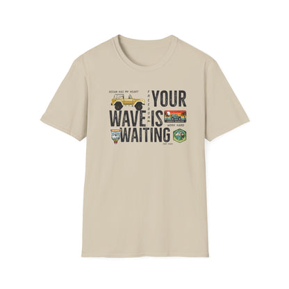 Surf-Inspired Unisex T-Shirt - Your Wave is Waiting, Beachwear, Summer Outfit, Vacation Essentials, Surfing Gift