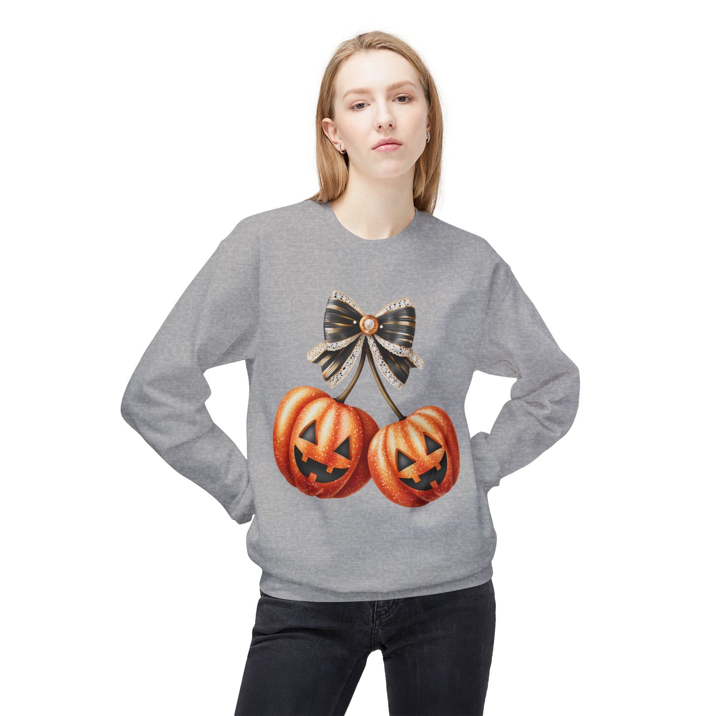 Halloween Pumpkin Graphic Crewneck Sweatshirt, Fall Sweatshirt, Unisex Fleece, Cozy Sweater, Halloween Apparel, Autumn Fashion