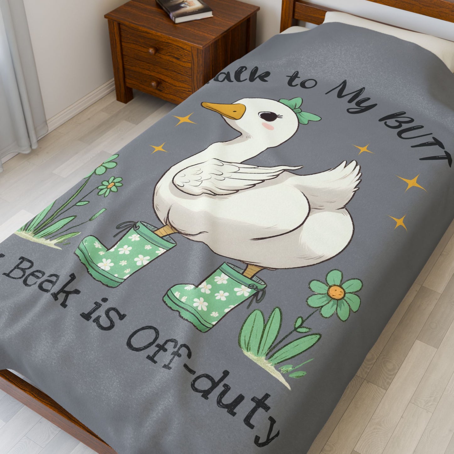 Funny Plush Blanket - Talk to My Butt, My Beak is Off-Duty, Cozy Home Decor, Gift for Duck Lovers, Indoor Use, Warm Throw