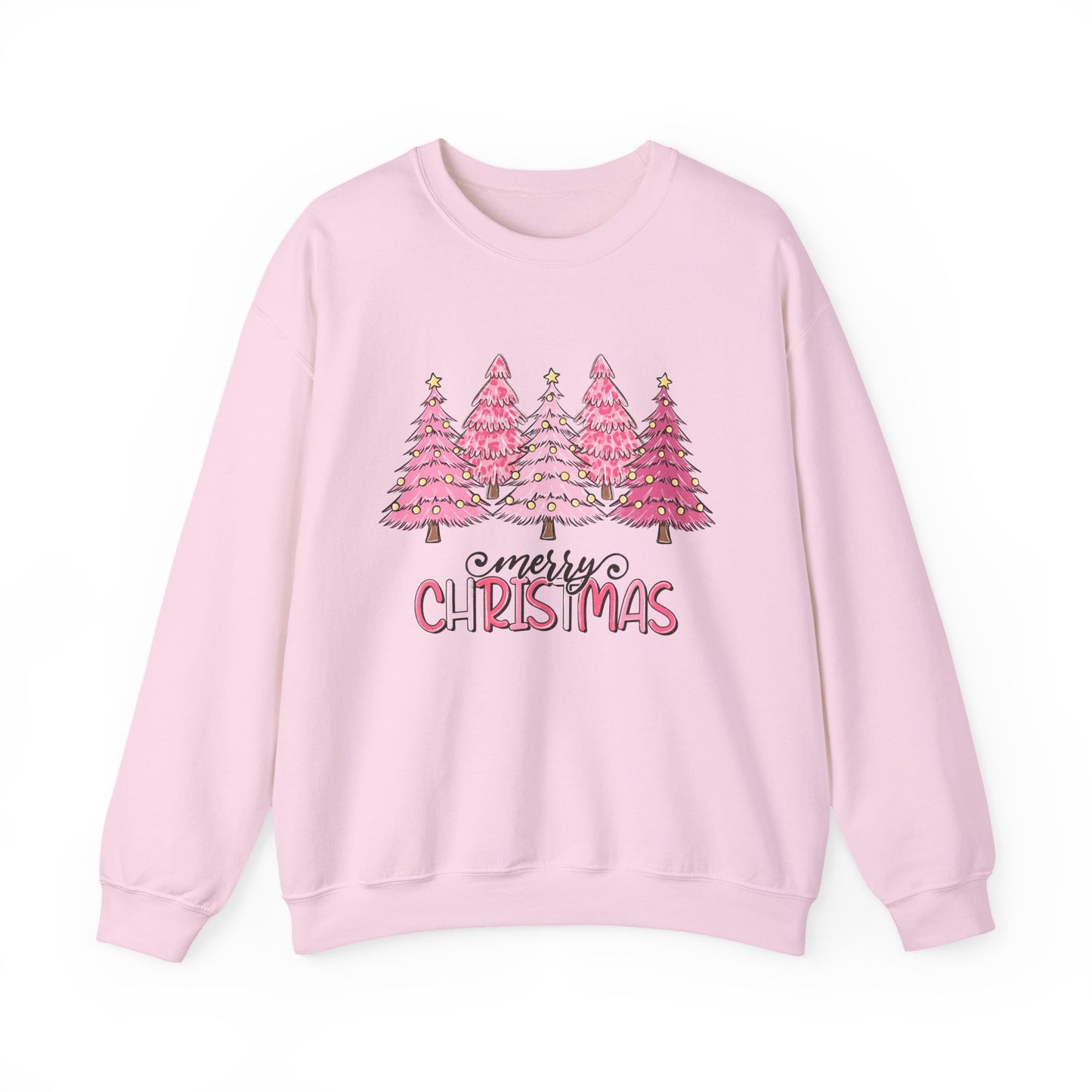Merry Christmas Pink Trees Crewneck Sweatshirt