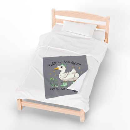 Funny Plush Blanket - Talk to My Butt, My Beak is Off-Duty, Cozy Home Decor, Gift for Duck Lovers, Indoor Use, Warm Throw