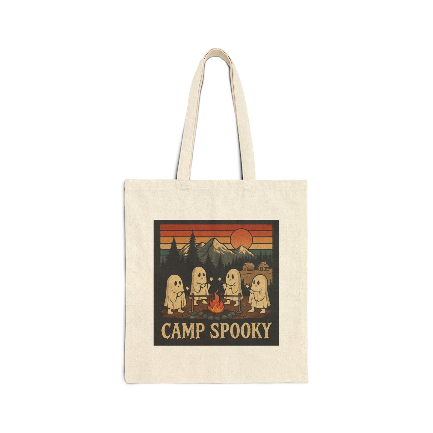 Spooky Camp Tote Bag, Halloween Gift, Eco-Friendly Canvas Bag, Trick or Treat Bag, Camping Accessories