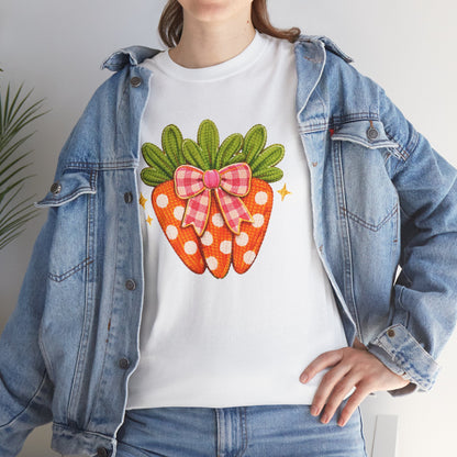 Strawberry Bow Graphic Tee — Cute Polka Dot Strawberry T‑Shirt