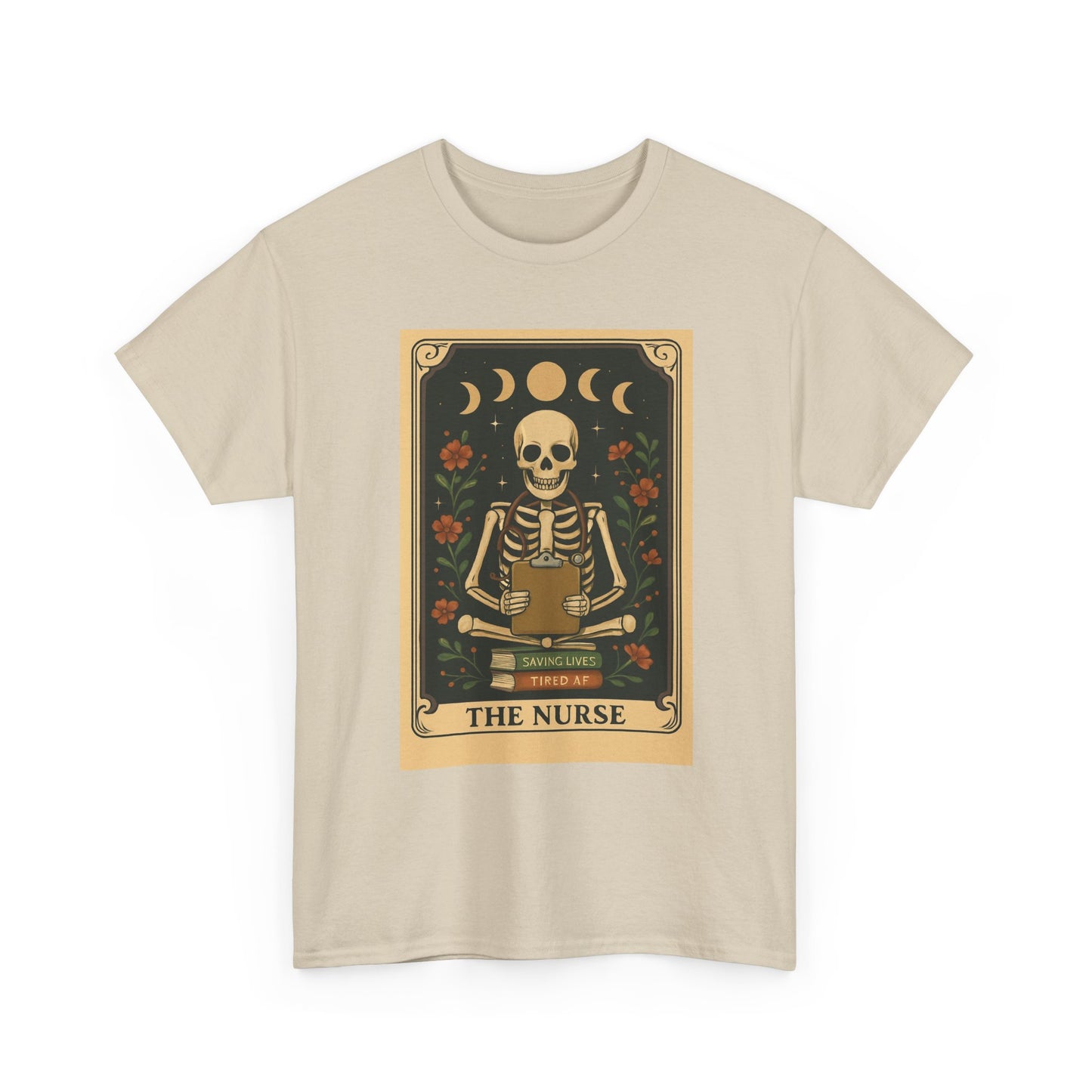 Nurse Skeleton Tee, Gothic Halloween Shirt, Unisex Cotton Tee, Nurse Gift, Spooky Graphic T-Shirt