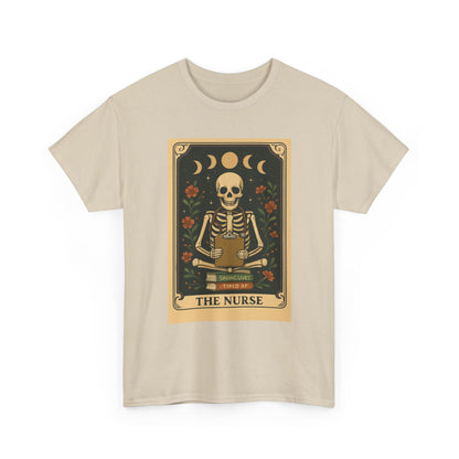 Nurse Skeleton Tee, Gothic Halloween Shirt, Unisex Cotton Tee, Nurse Gift, Spooky Graphic T-Shirt