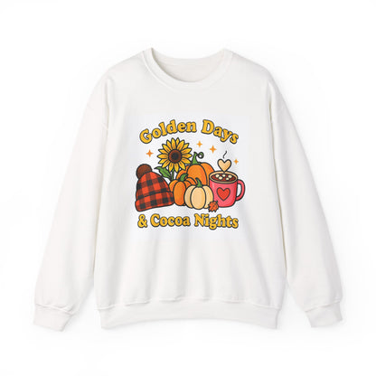 Golden Days & Cocoa Nights Sweatshirt | Fall Fashion, Cozy Wear, Gift for Women, Autumn Apparel, Seasonal Outfit
