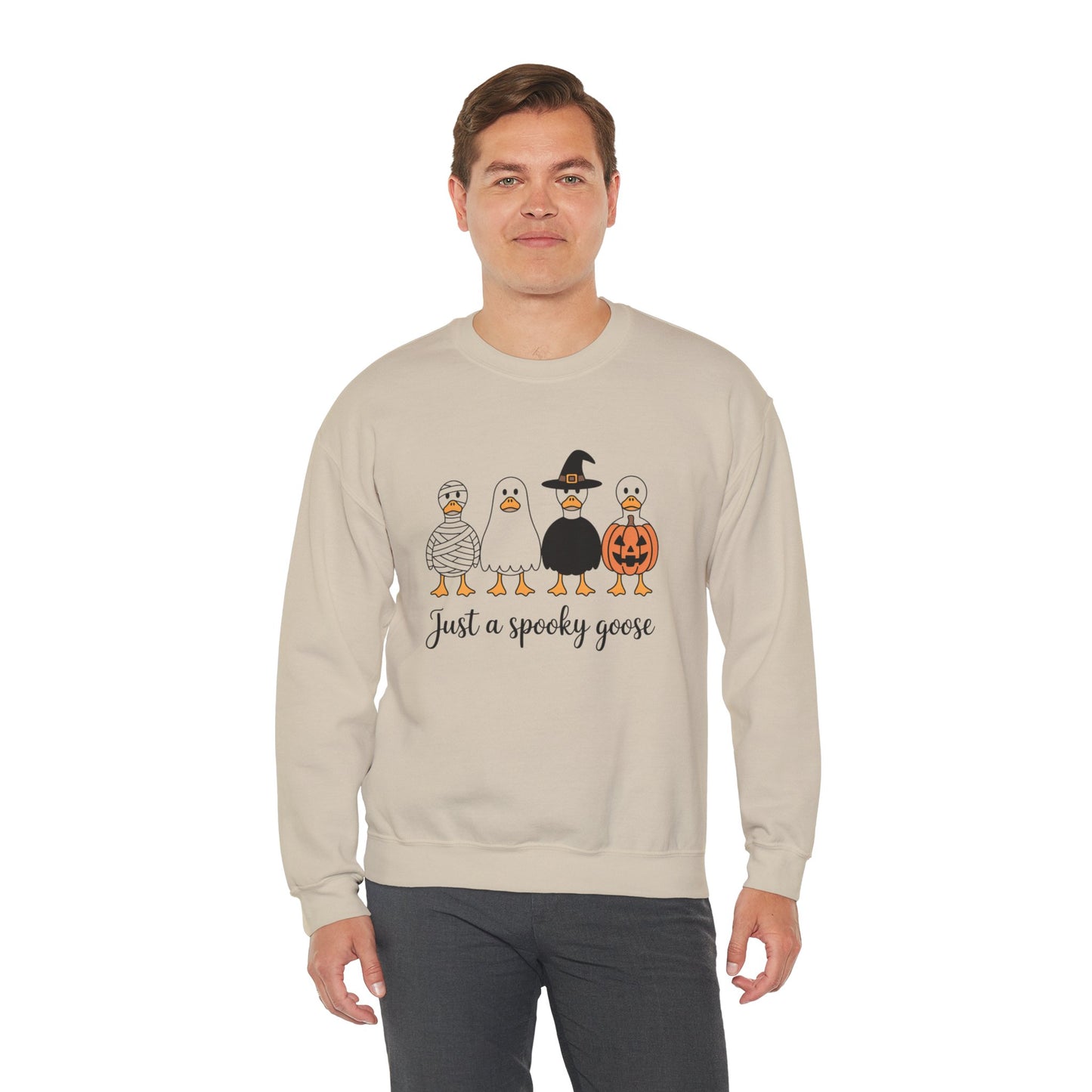 Spooky Goose Crewneck Sweatshirt - Perfect for Halloween, Cozy Casual Wear, Unisex Gift, Funny Holiday Apparel, October Vibes