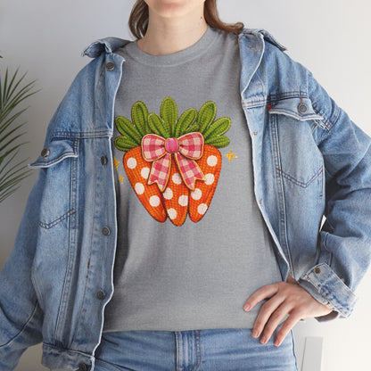 Strawberry Bow Graphic Tee — Cute Polka Dot Strawberry T‑Shirt