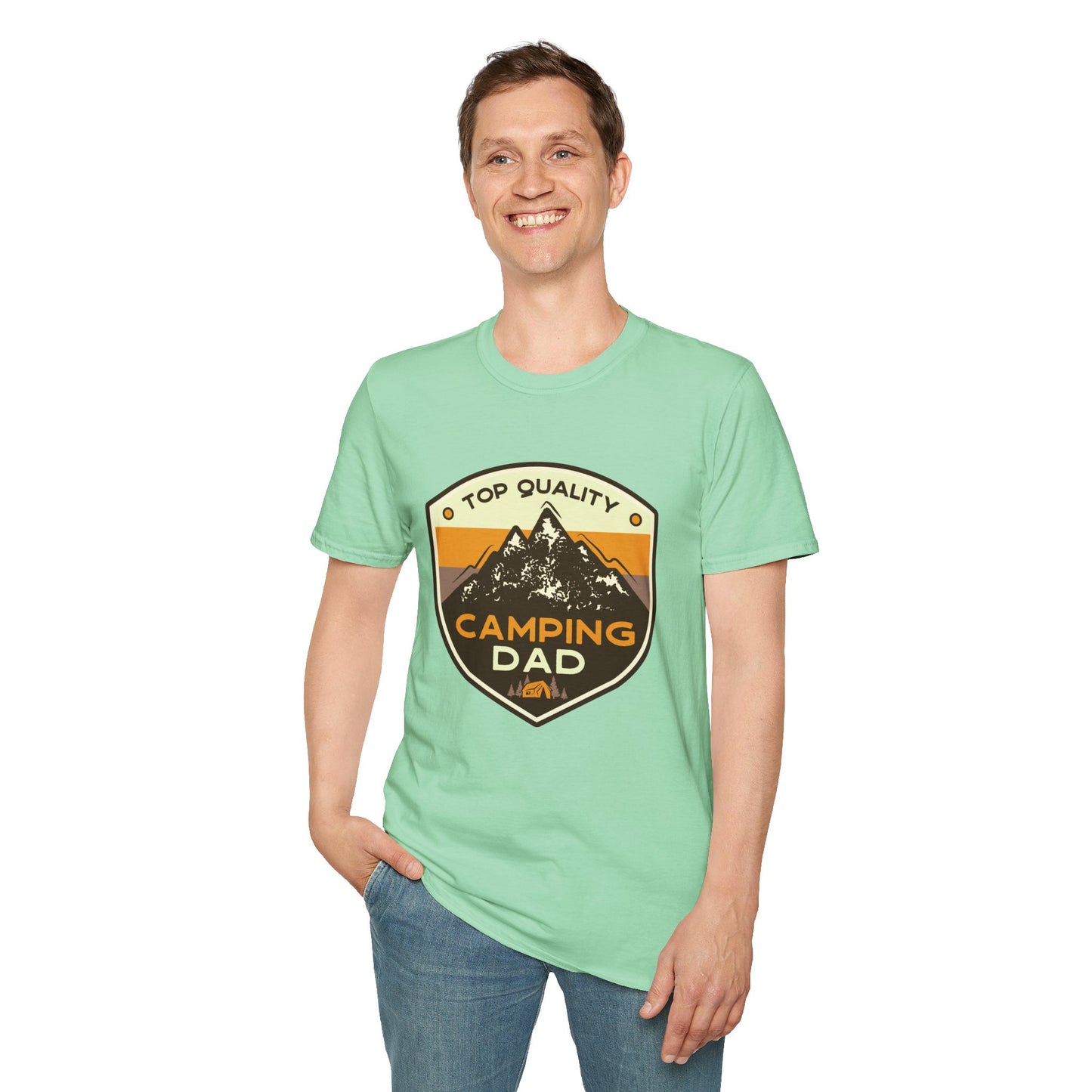 Camping Dad Unisex Softstyle T-Shirt | Perfect Gift for Dads, Outdoor Adventurers, Father's Day, Camping Trips, Family Gatherings