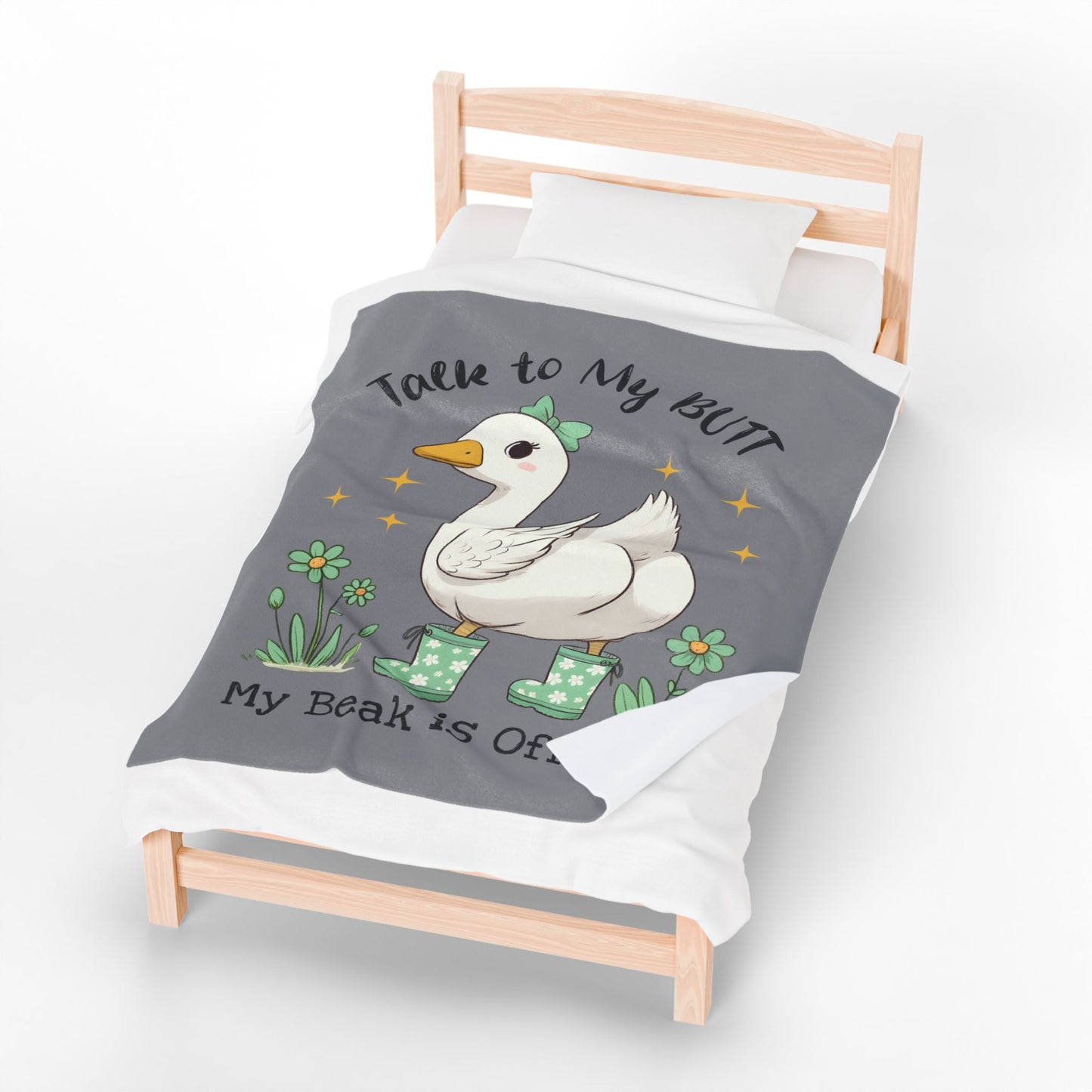 Funny Plush Blanket - Talk to My Butt, My Beak is Off-Duty, Cozy Home Decor, Gift for Duck Lovers, Indoor Use, Warm Throw