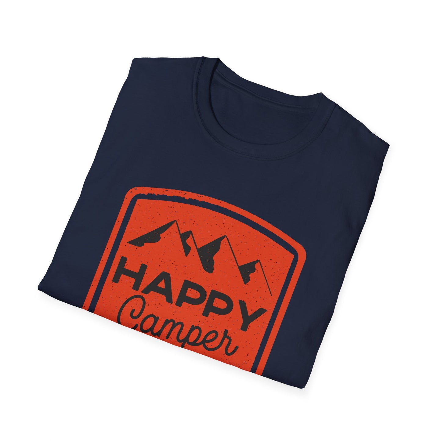Happy Camper Unisex Softstyle T-Shirt | Outdoor Adventure Tee, Camping Gear, Gift for Camp Lovers, Nature Enthusiast Shirt