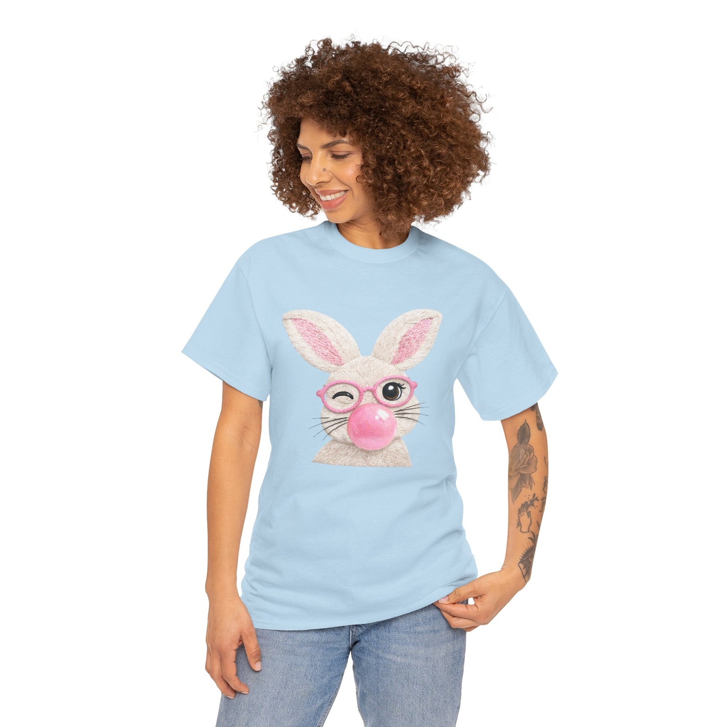 Bunny Bubblegum T-Shirt — Cute Pink Bunny with Glasses Easter Tee