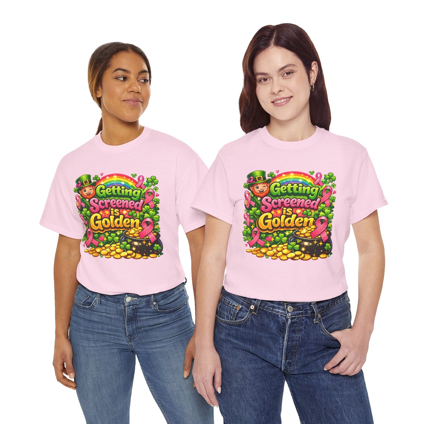 Breast Cancer Awareness Tee — "Getting Screened is Golden" St. Patrick’s Day Design