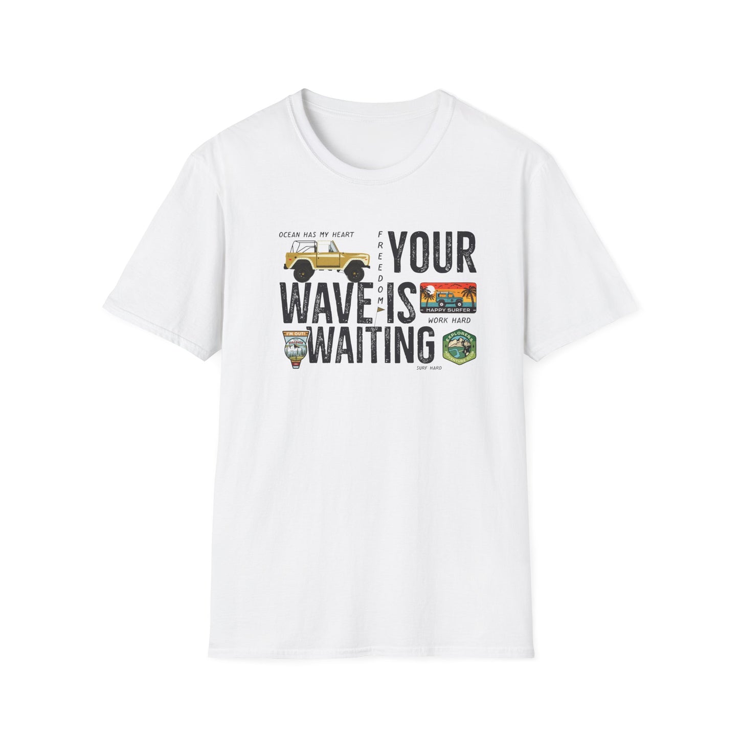 Surf-Inspired Unisex T-Shirt - Your Wave is Waiting, Beachwear, Summer Outfit, Vacation Essentials, Surfing Gift