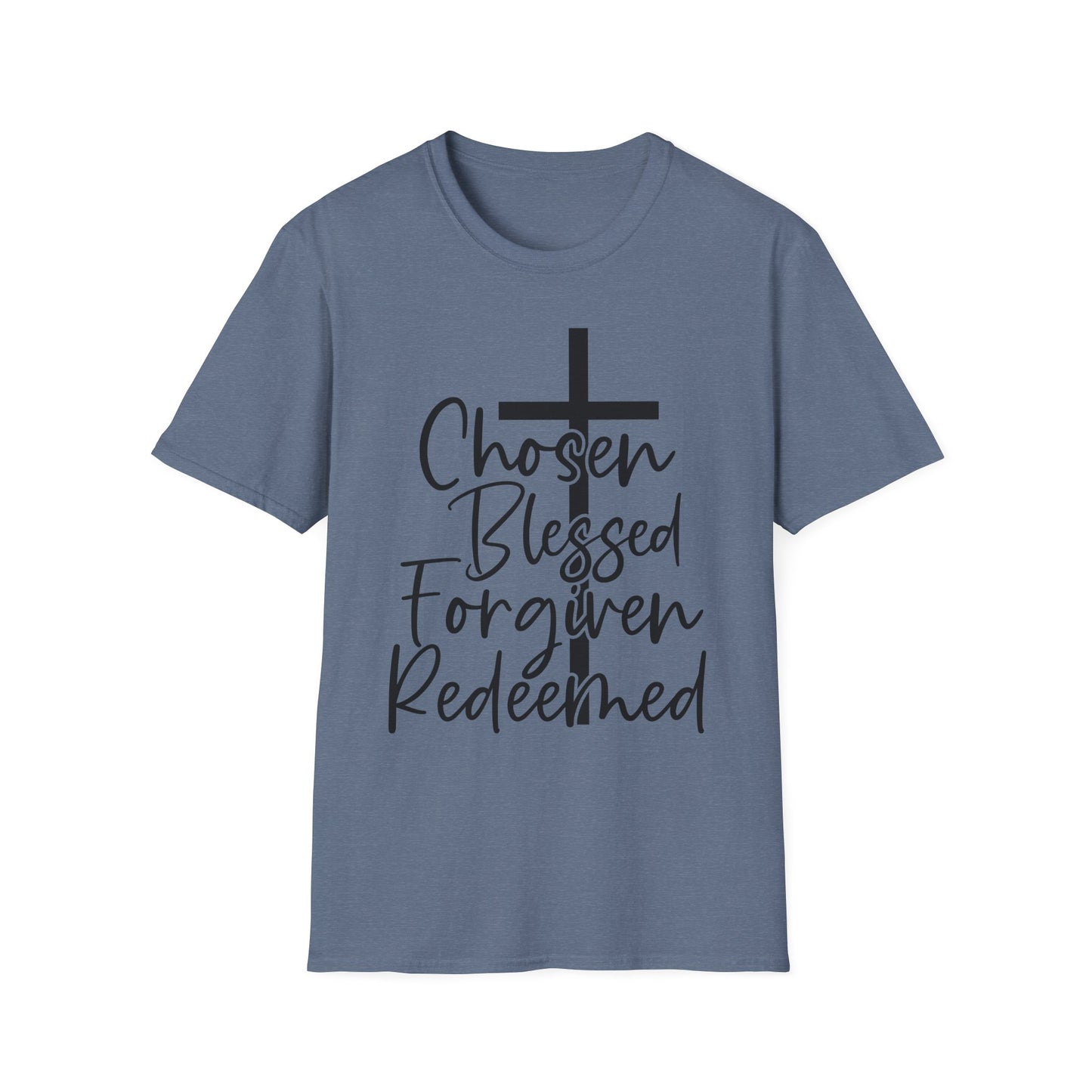 Faith-Inspired Unisex T-Shirt, Chosen Blessed Forgiven Redeemed Tee, Christian Apparel, Inspirational Gifts, Casual Wear, Spiritual Clothing