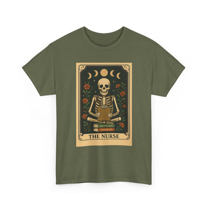 Nurse Skeleton Tee, Gothic Halloween Shirt, Unisex Cotton Tee, Nurse Gift, Spooky Graphic T-Shirt