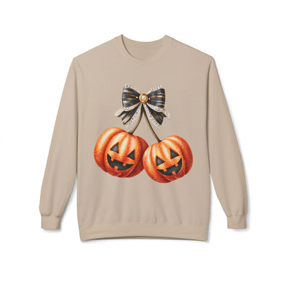 Halloween Pumpkin Graphic Crewneck Sweatshirt, Fall Sweatshirt, Unisex Fleece, Cozy Sweater, Halloween Apparel, Autumn Fashion