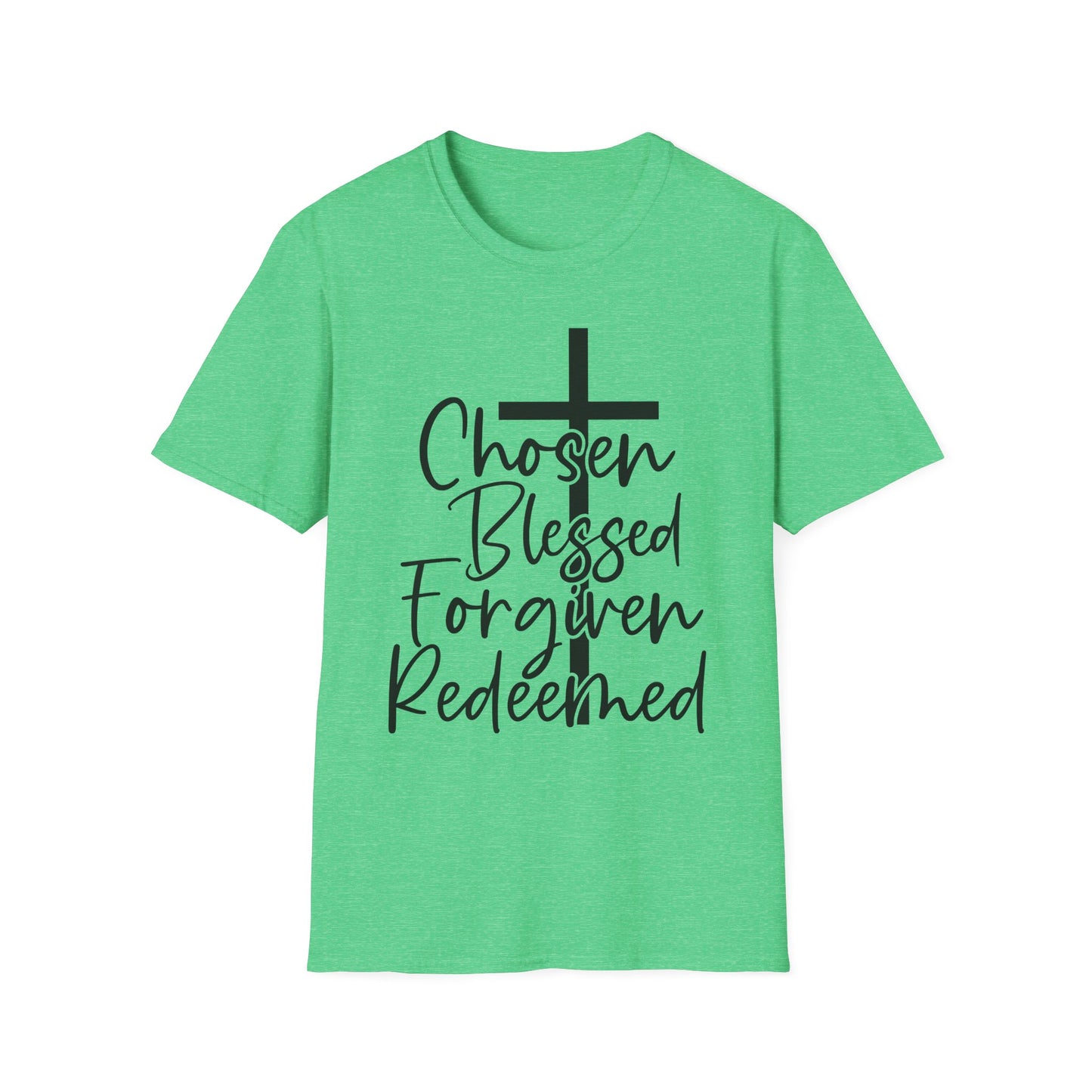 Faith-Inspired Unisex T-Shirt, Chosen Blessed Forgiven Redeemed Tee, Christian Apparel, Inspirational Gifts, Casual Wear, Spiritual Clothing