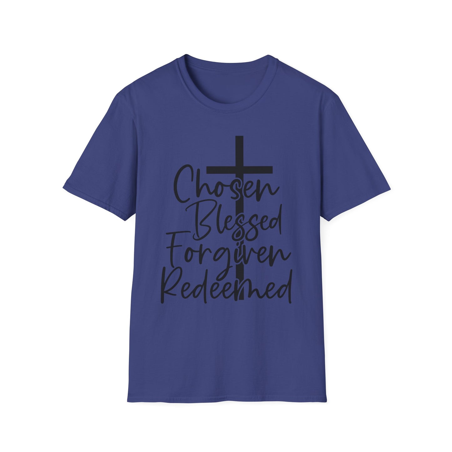 Faith-Inspired Unisex T-Shirt, Chosen Blessed Forgiven Redeemed Tee, Christian Apparel, Inspirational Gifts, Casual Wear, Spiritual Clothing