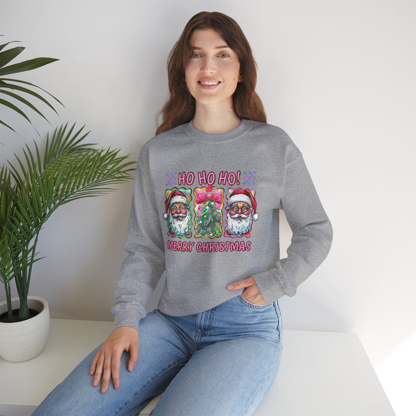 Festive Santa Crewneck Sweatshirt - Ho Ho Ho! Merry Christmas