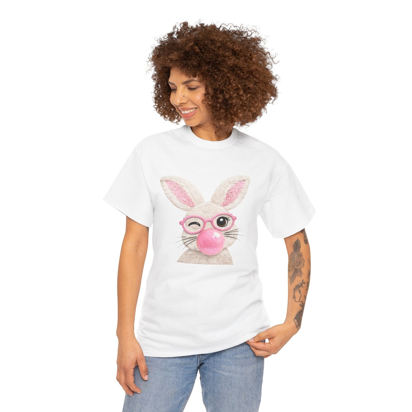 Bunny Bubblegum T-Shirt — Cute Pink Bunny with Glasses Easter Tee