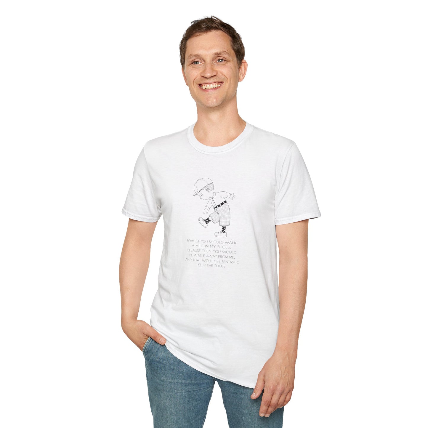 T-Shirt — Minimalist Child Sketch "Some of you would walk..." Inspirational Quote Tee