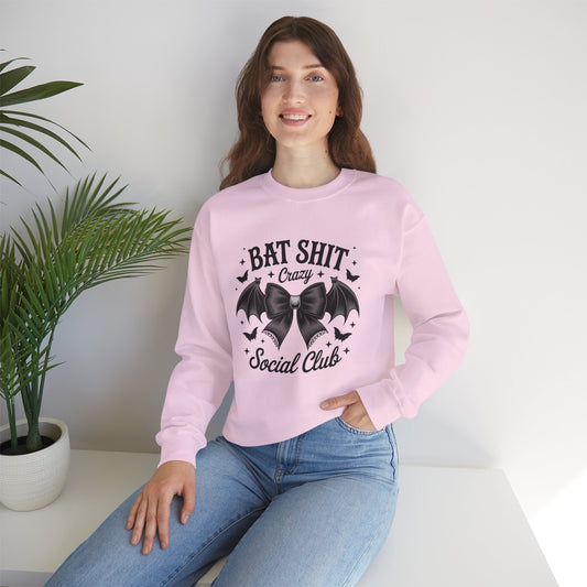 Bat Shit Crazy Social Club Sweatshirt - Fun Halloween Crewneck for Casual Wear, Gift for Friends, Lounge Apparel, Unisex Sweatshirt, [...]