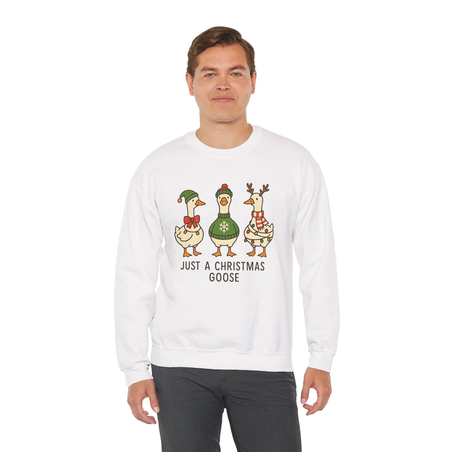 Christmas Goose Sweatshirt, Cozy Holiday Sweater, Fun Gift for Christmas, Unisex Crewneck, Winter Wardrobe Essential