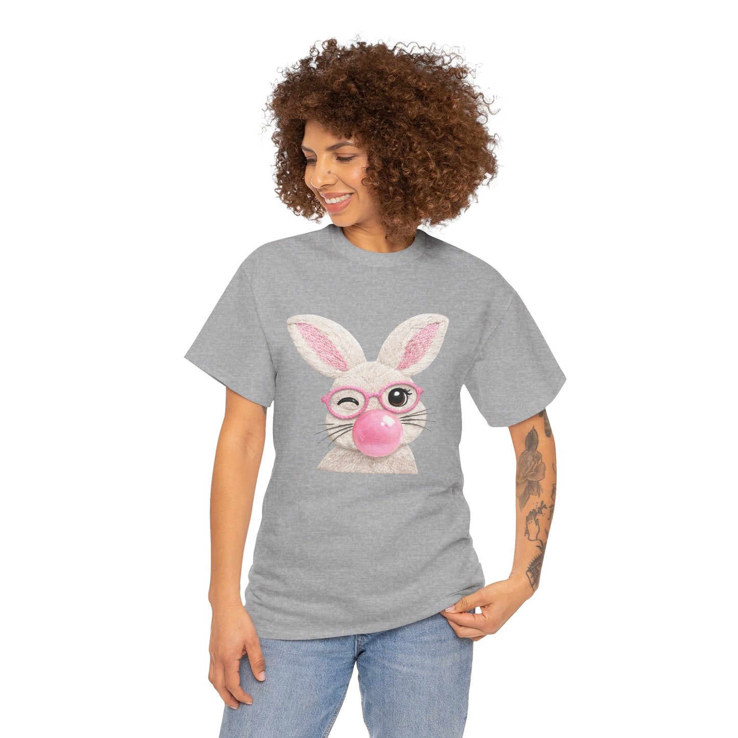 Bunny Bubblegum T-Shirt — Cute Pink Bunny with Glasses Easter Tee