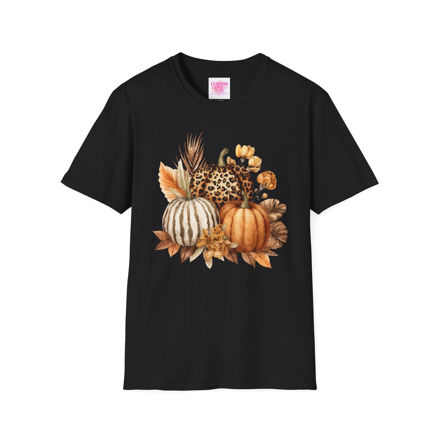 Autumn Pumpkin Tee, Cozy Fall T-Shirt for Women, Unisex Softstyle Shirt, Halloween Outfit, Thanksgiving Apparel, Seasonal Graphic Tee