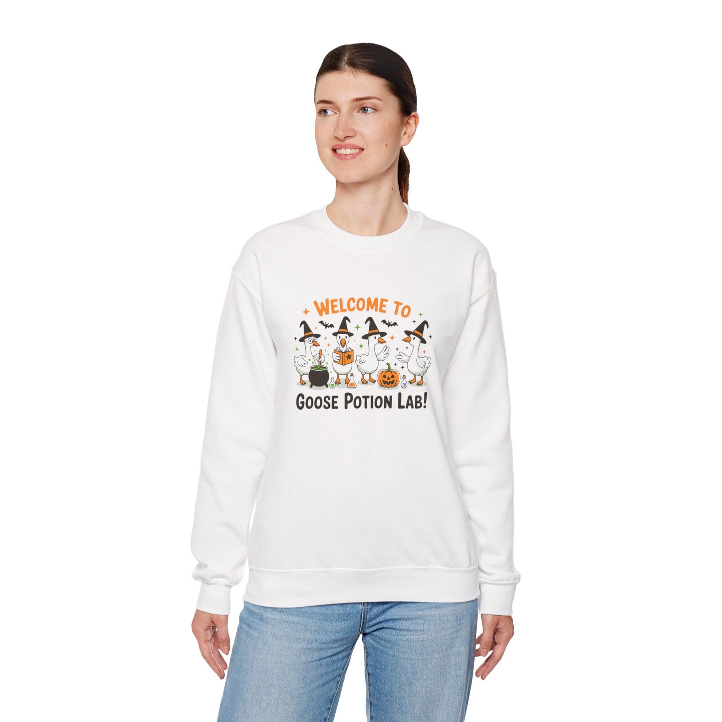 Halloween Goose Potion Lab Sweatshirt, Unisex Crewneck, Cozy Fall Apparel, Spooky Season Gift, Casual Halloween Outfit