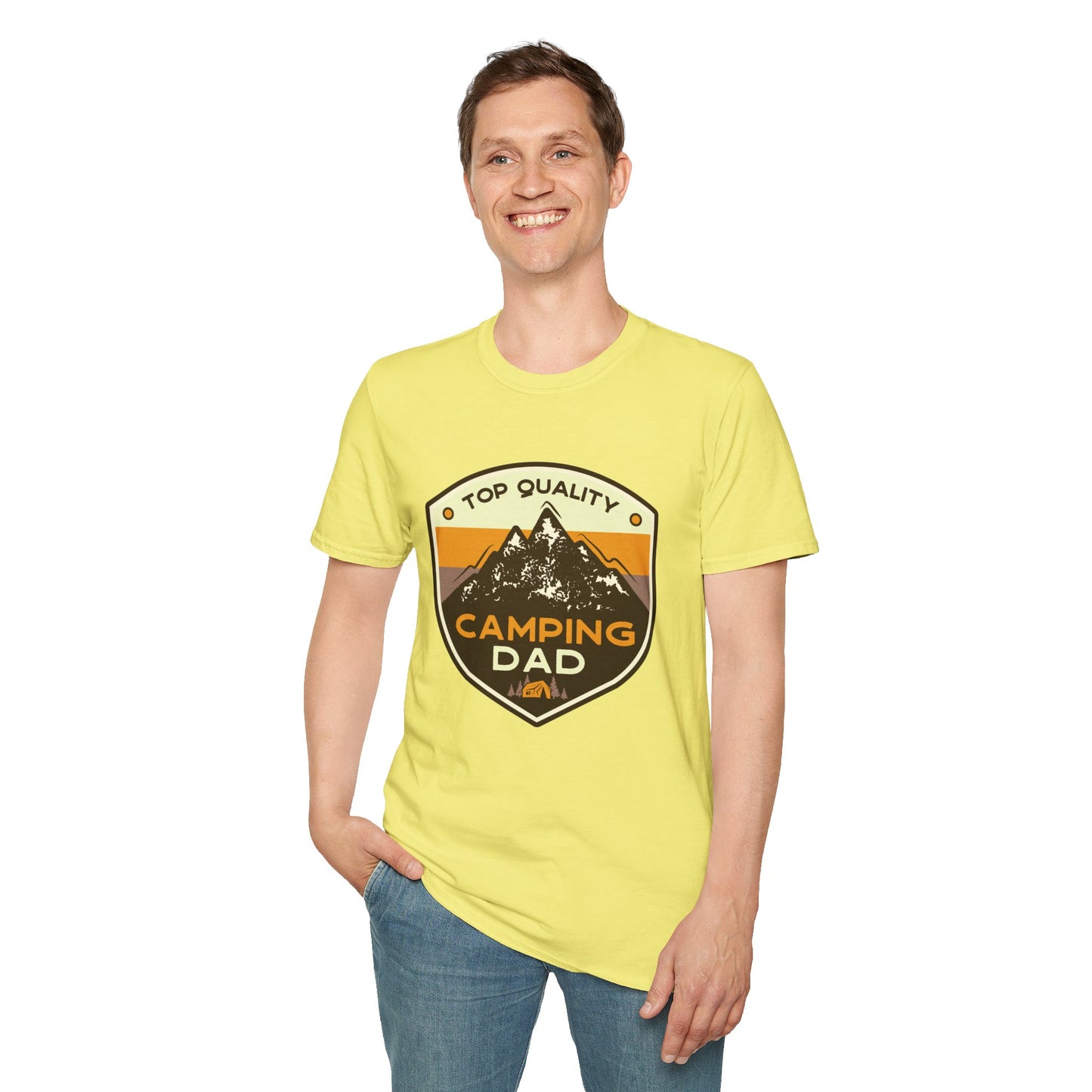 Camping Dad Unisex Softstyle T-Shirt | Perfect Gift for Dads, Outdoor Adventurers, Father's Day, Camping Trips, Family Gatherings