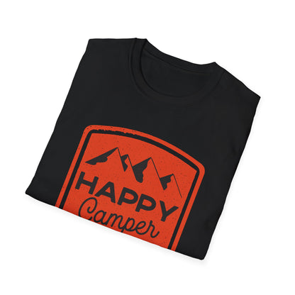 Happy Camper Unisex Softstyle T-Shirt | Outdoor Adventure Tee, Camping Gear, Gift for Camp Lovers, Nature Enthusiast Shirt
