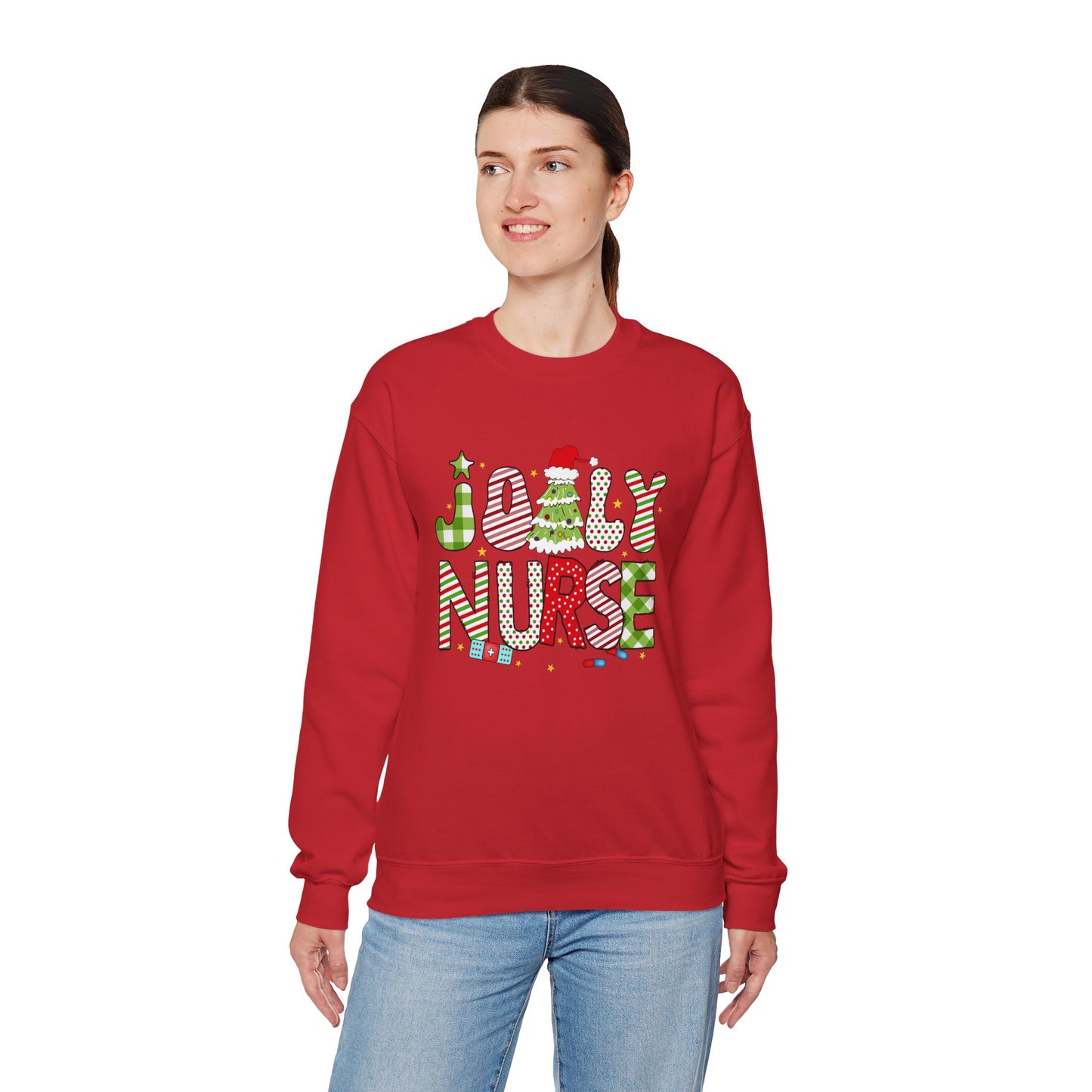 Joyful Nurse Crewneck Sweatshirt - Festive Holiday Apparel