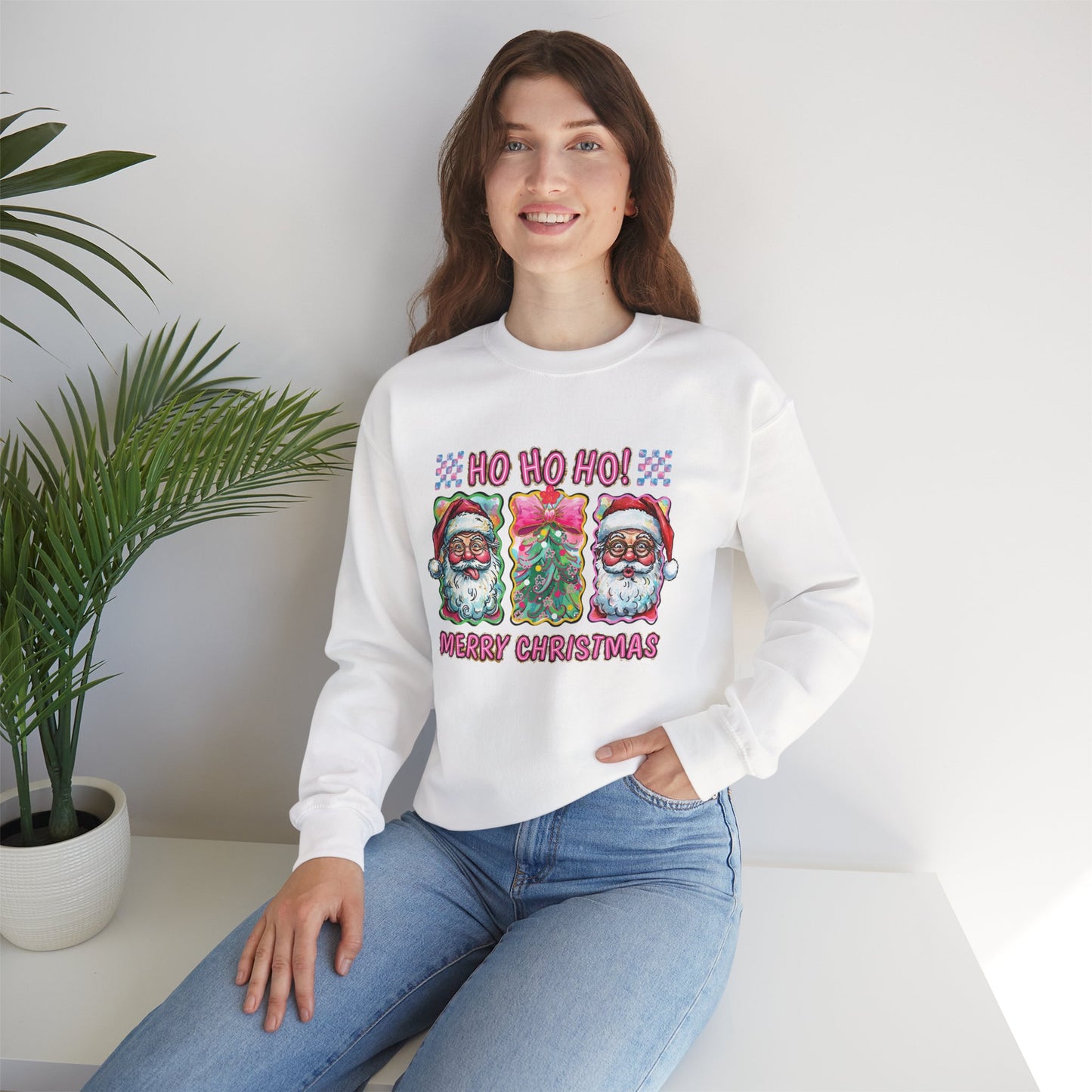 Festive Santa Crewneck Sweatshirt - Ho Ho Ho! Merry Christmas