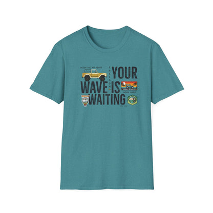 Surf-Inspired Unisex T-Shirt - Your Wave is Waiting, Beachwear, Summer Outfit, Vacation Essentials, Surfing Gift