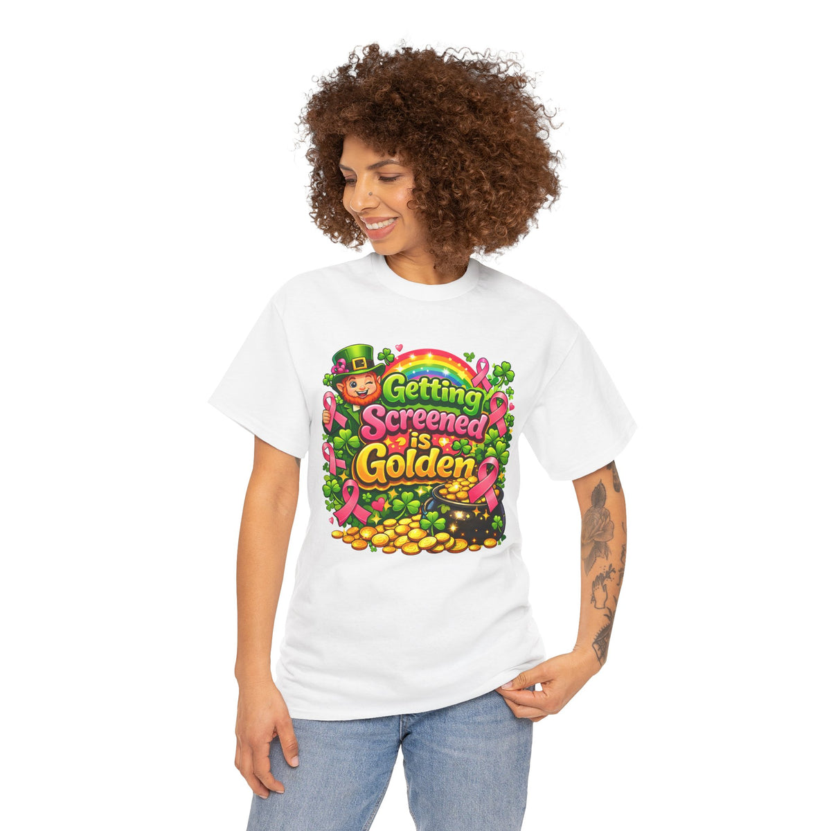 Breast Cancer Awareness Tee — "Getting Screened is Golden" St. Patrick’s Day Design