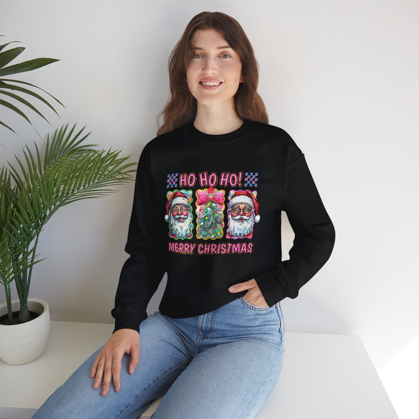 Festive Santa Crewneck Sweatshirt - Ho Ho Ho! Merry Christmas