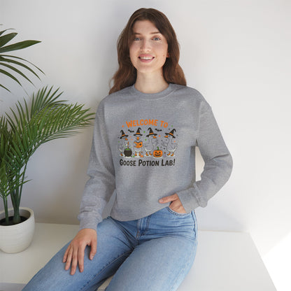 Halloween Goose Potion Lab Sweatshirt, Unisex Crewneck, Cozy Fall Apparel, Spooky Season Gift, Casual Halloween Outfit