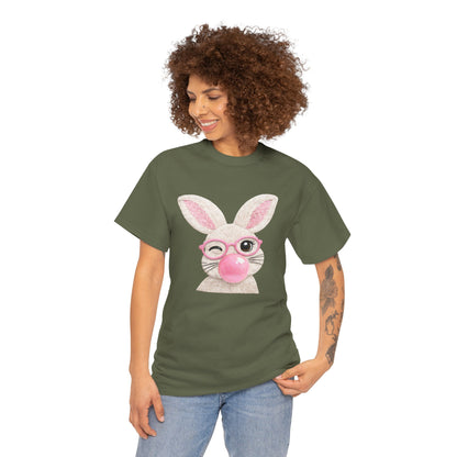 Bunny Bubblegum T-Shirt — Cute Pink Bunny with Glasses Easter Tee